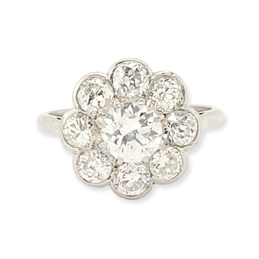 Art deco diamond cluster engagement ring SKU: 6234