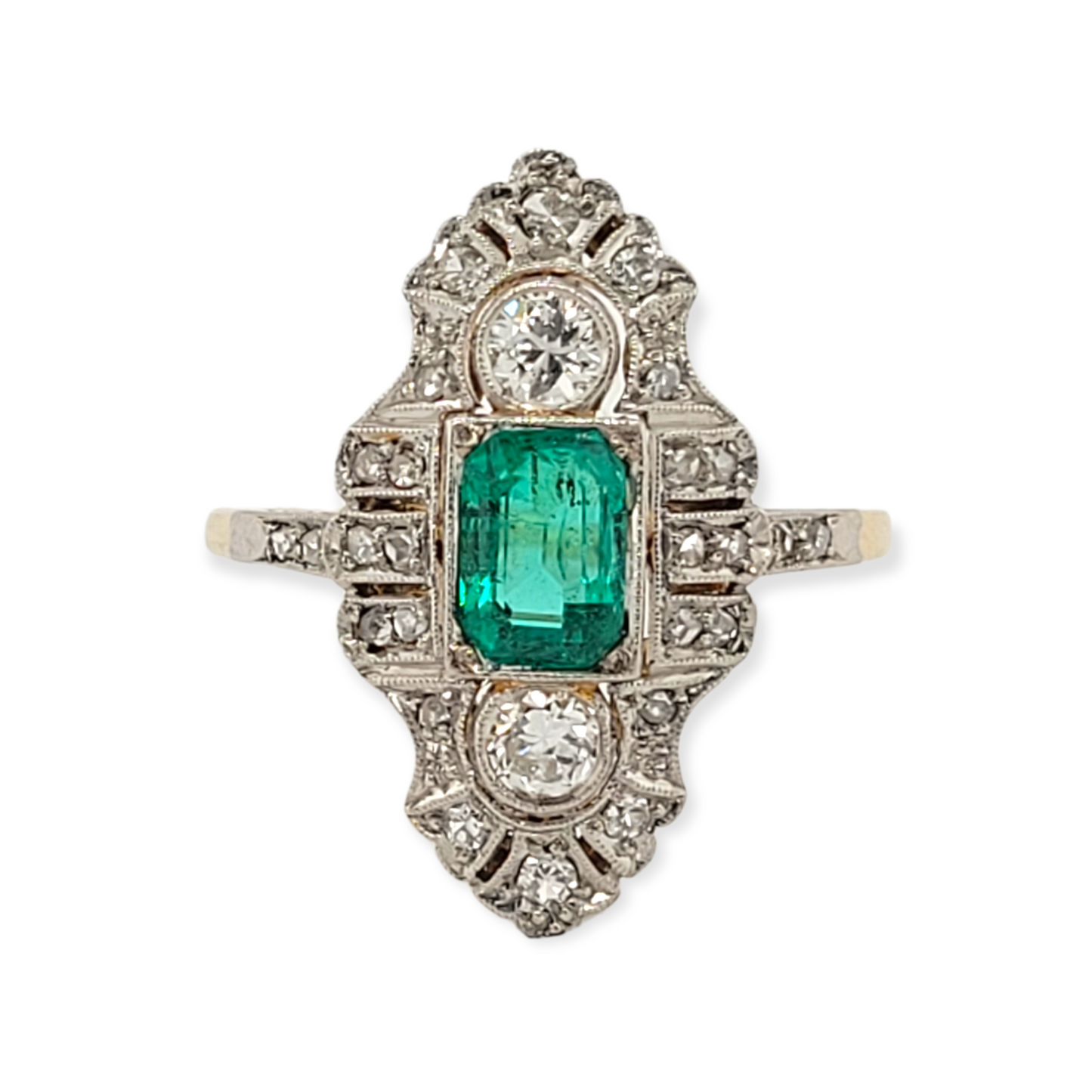 Art deco emerald and diamond dress ring SKU: 6236