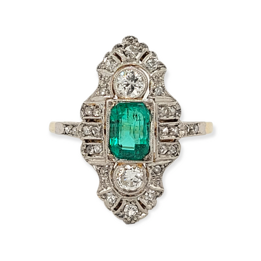Art deco emerald and diamond dress ring SKU: 6236