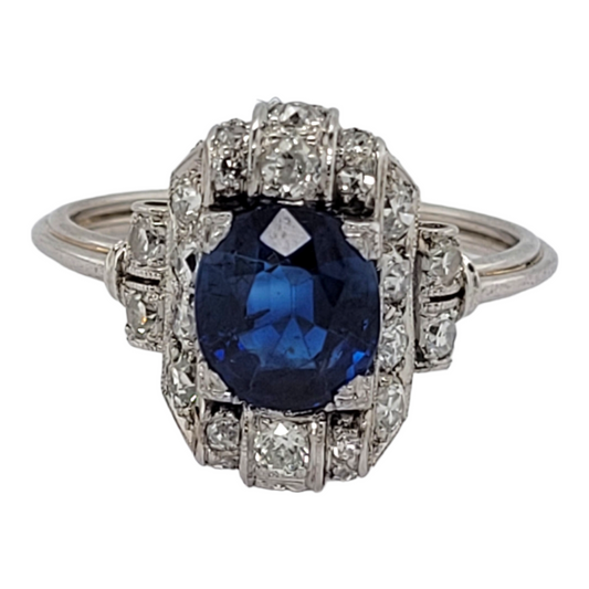 Art deco sapphire and diamond engagement ring SKU: 6237