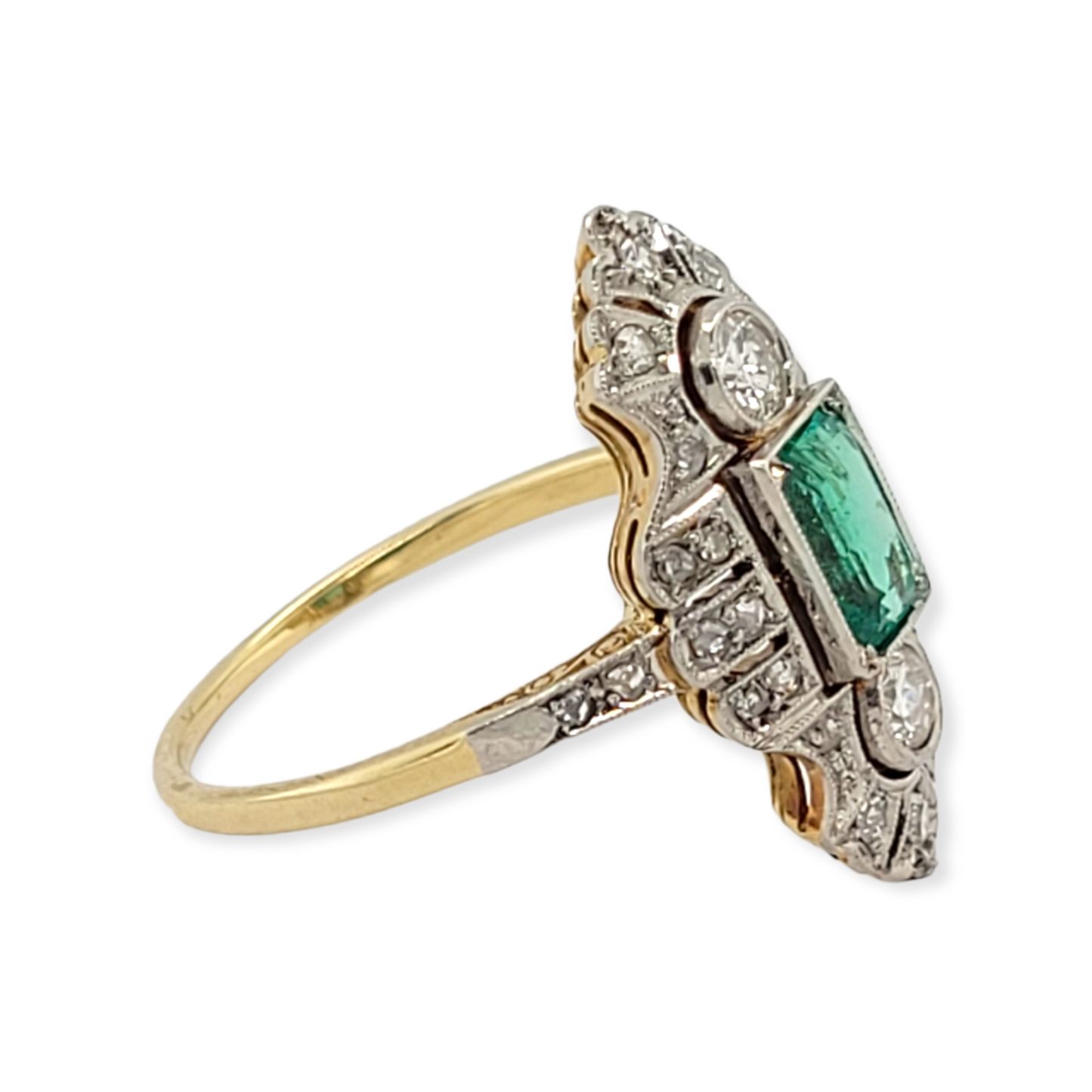 Art deco emerald and diamond dress ring SKU: 6236