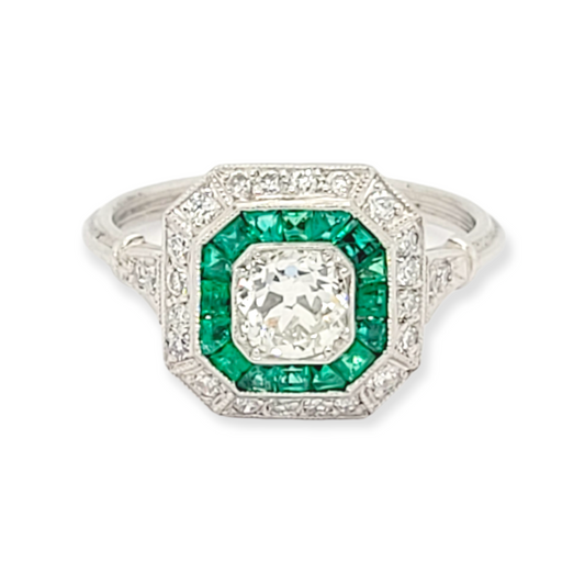 Emerald and diamond target engagement ring

SKU: 6256