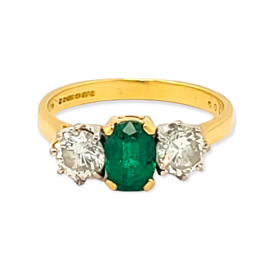 Emerald and diamond three stone ring

SKU: 6313