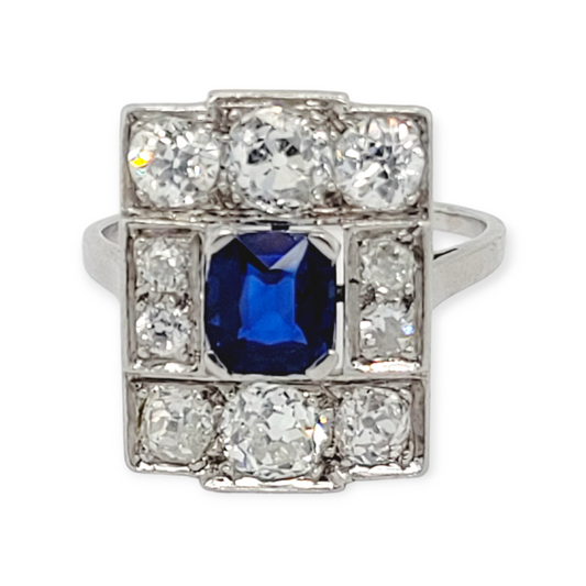 French Art deco sapphire and diamond panel ring

SKU: 6340