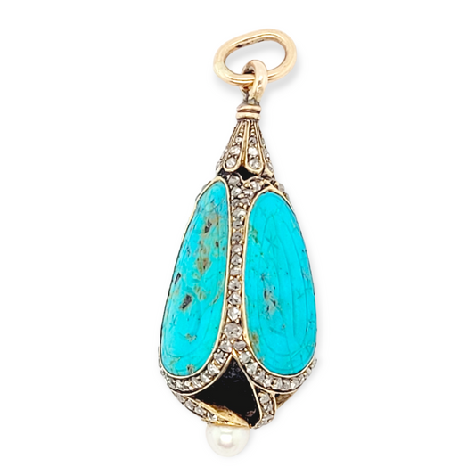 Rare antique turquoise and diamonds pendant

SKU: 6398