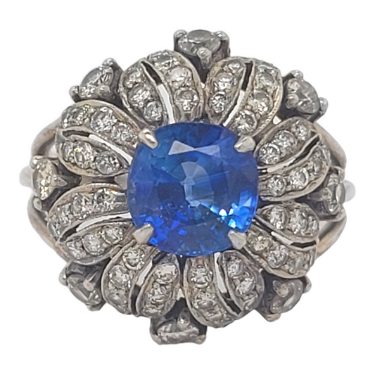 Vintage cornflour sapphire and diamond dress ring

SKU: 6493