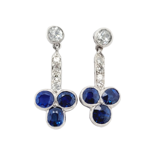 Sapphire and diamond drop earrings