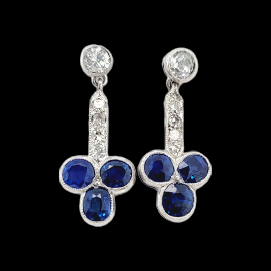 Sapphire and diamond drop earrings sku 6572