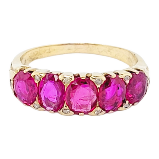 Antique Burmese Ruby five stone ring

SKU: 6569