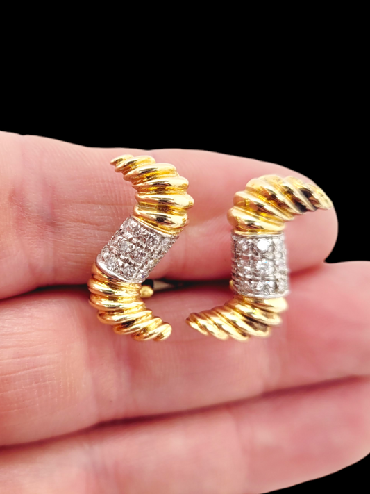 Stylish gold and diamond earrings
