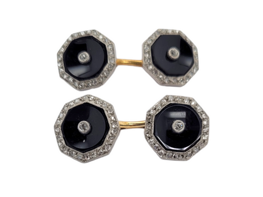 Art deco onyx and diamond hexagonal cufflinks

SKU: 6566