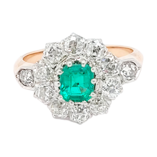 Antique emerald and diamond cluster engagement ring

SKU: 6673