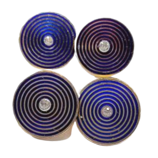 Edwardian blue enamel and diamond 18ct gold cufflinks