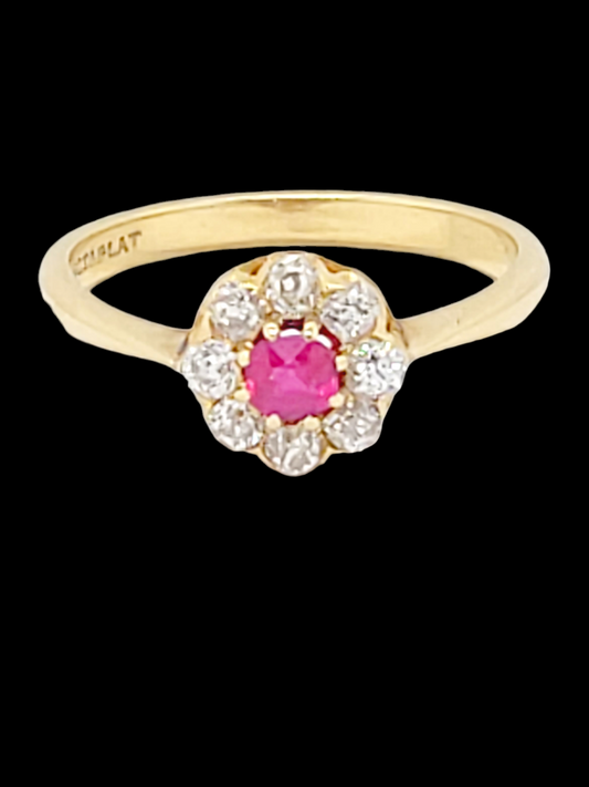 Antique Burmese Ruby and old cut diamond cluster ring
SKU: 6940