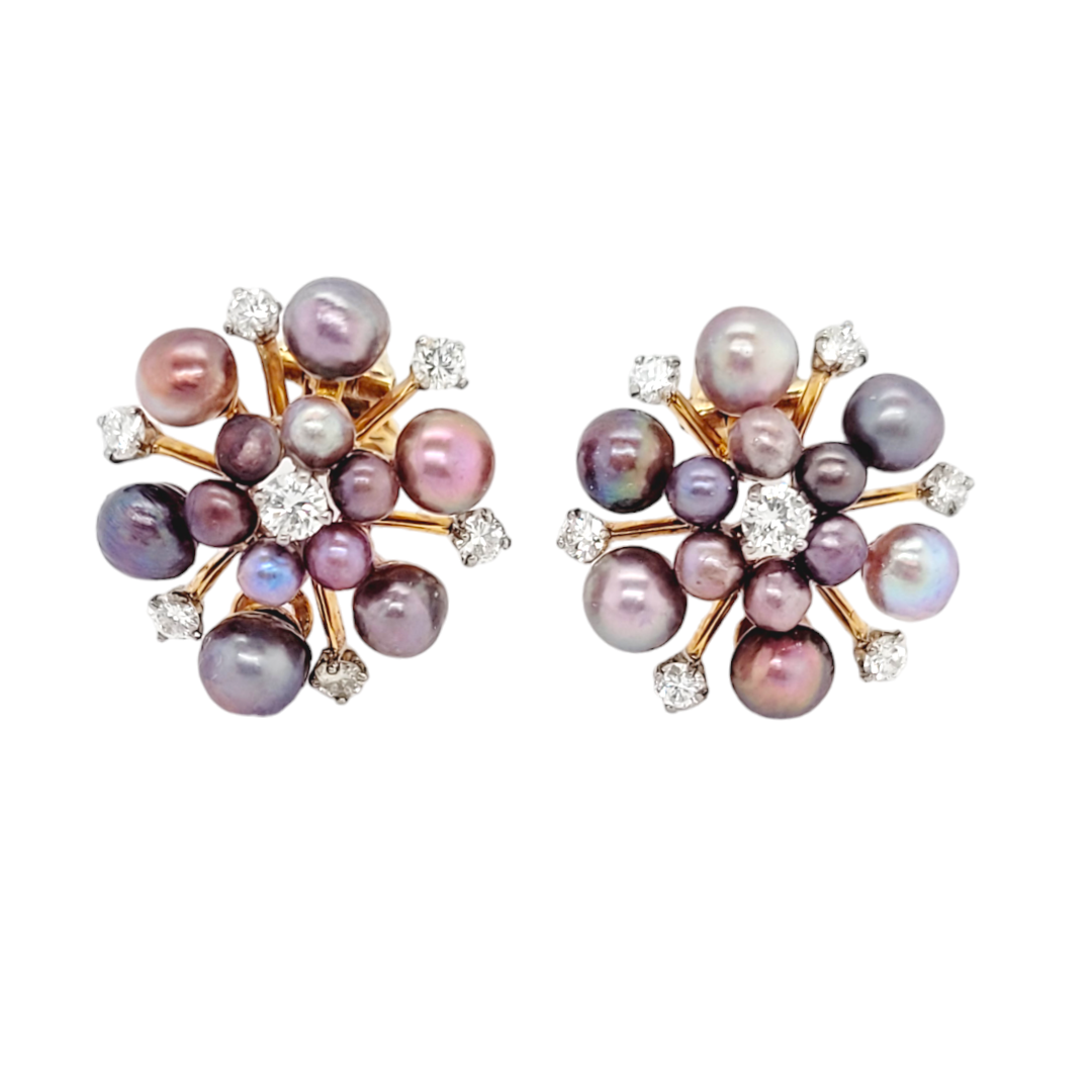 Chic coloured natural pearl and diamond snowflake earrings
SKU: 7018