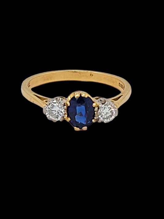 Sapphire and diamond three stone engagement ring
SKU: 7235