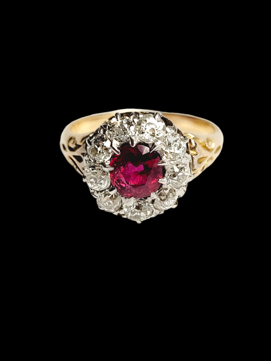Antique Ruby and diamond cluster ring
SKU: 7533