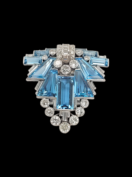 Art deco aquamarine and diamond clip
SKU: 7540