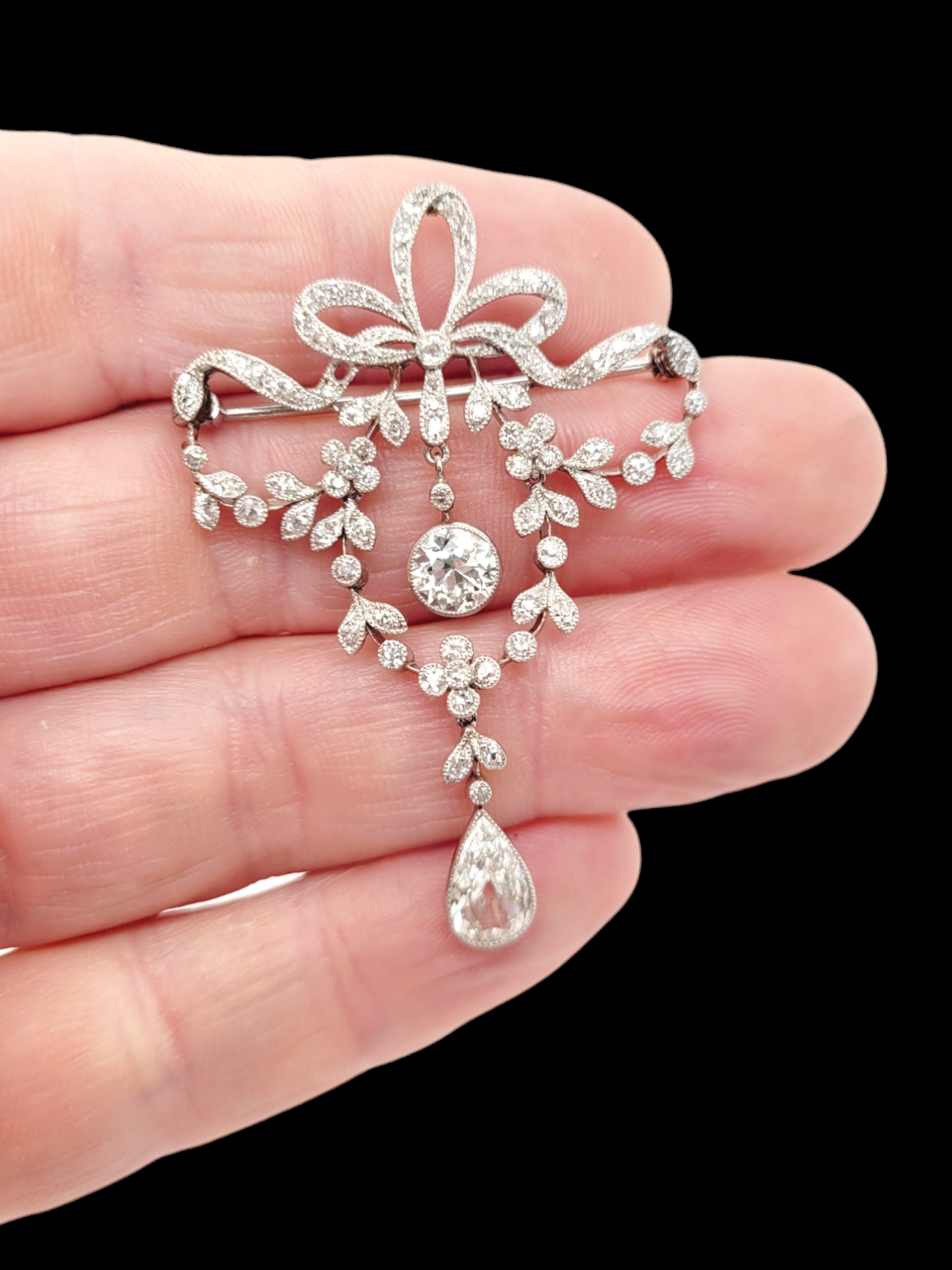 Fine belle epoque old cut diamonds pendant/brooch
SKU: 7548