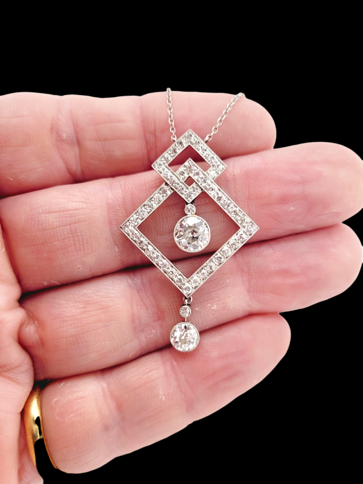 Art deco 1920s old cut diamond pendant
SKU: 7717