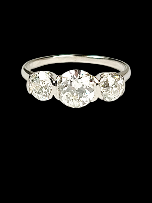 Antique old European transitional cut diamond three stone ring
SKU: 7726