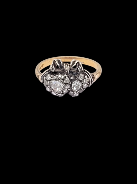Rose cut diamond double heart and bow ring
SKU: 7826