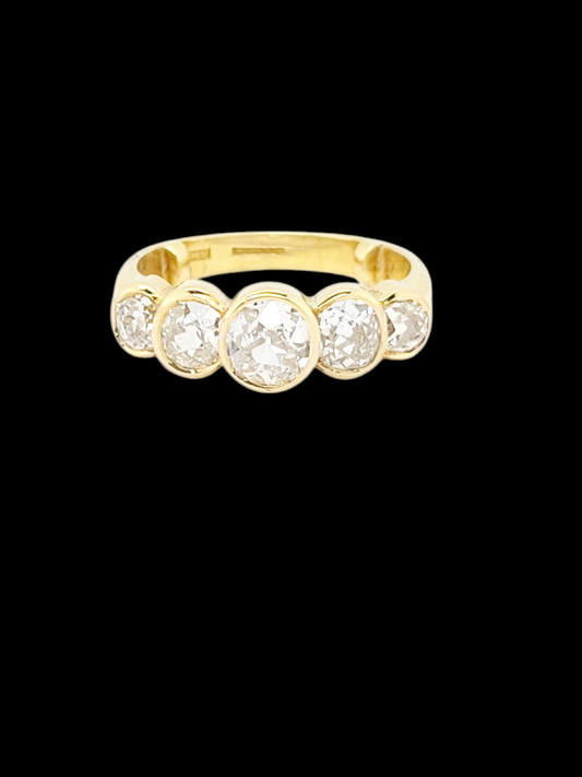 Old mine cut five stone bezel set ring
SKU: 7851