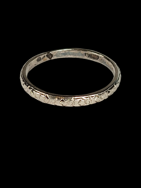 Art deco carved platinum wedding band
SKU: 7862