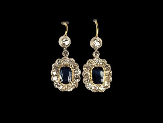 Antique sapphire and diamond cluster drop earrings
SKU: 7863