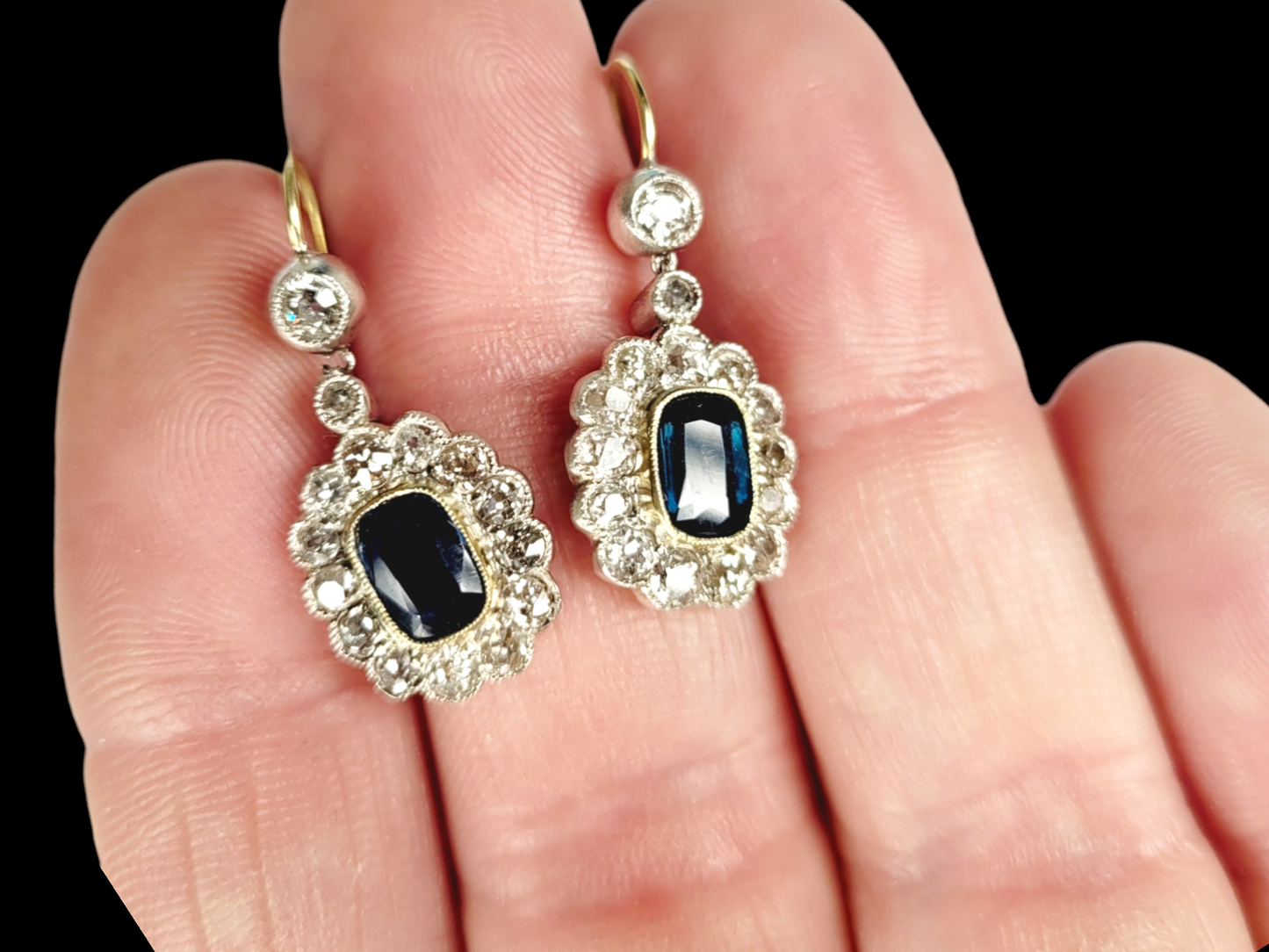 Antique sapphire and diamond cluster drop earrings
SKU: 7863