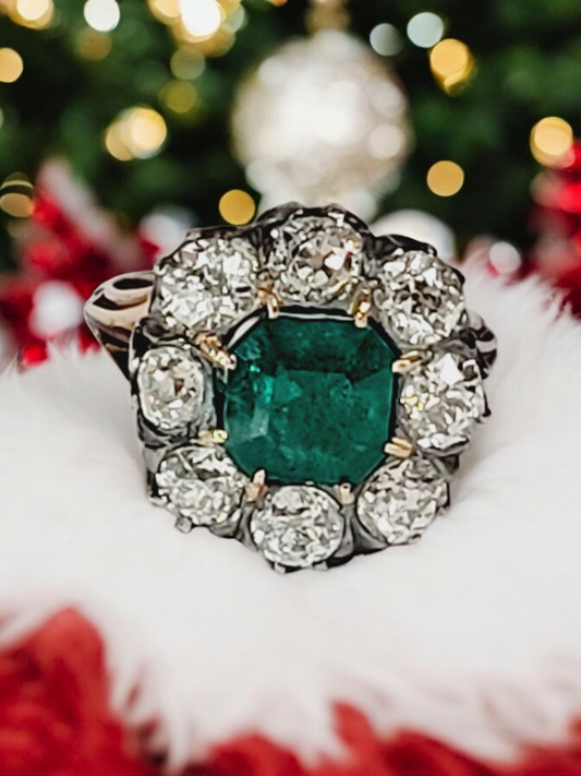 Fine Regency Georgian antique emerald and old mine cut diamond ring
SKU: 6317