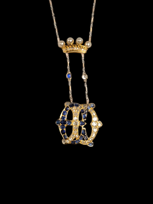 Antique Marchioness sapphire and diamond wedding pendant
SKU: 7913
