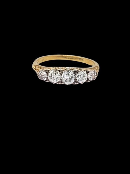 Antique diamond five stone carved half hoop ring
SKU: 7934