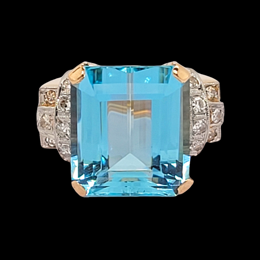 Fine Art deco aquamarine and diamond dress ring sku 6208