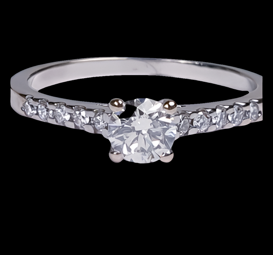 Diamond Solitaire Engagement Ring with Diamond Shoulders
SKU: 1697