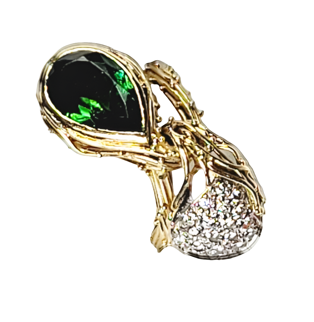 Cool vintage green tourmaline and diamond dress ring
SKU: 7814