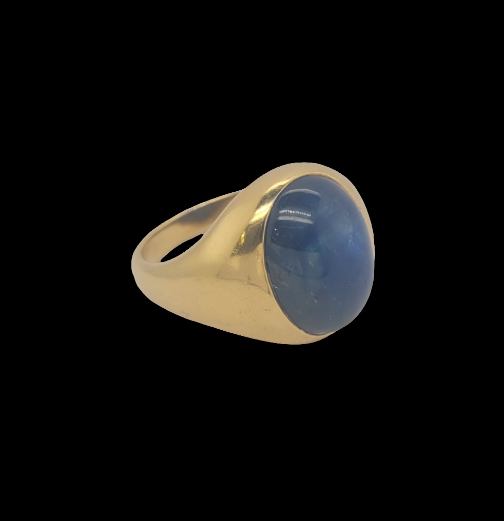 12ct oval cabochon sapphire 18ct gold ring sku 8465