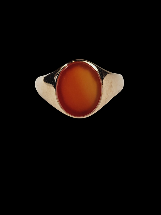 Light terracotta oval cornelian 9ct gold signet ring sku 8446