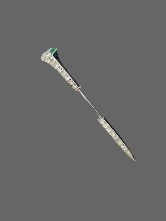 Art deco onyx, emerald and diamond jabot pin
SKU: 8355