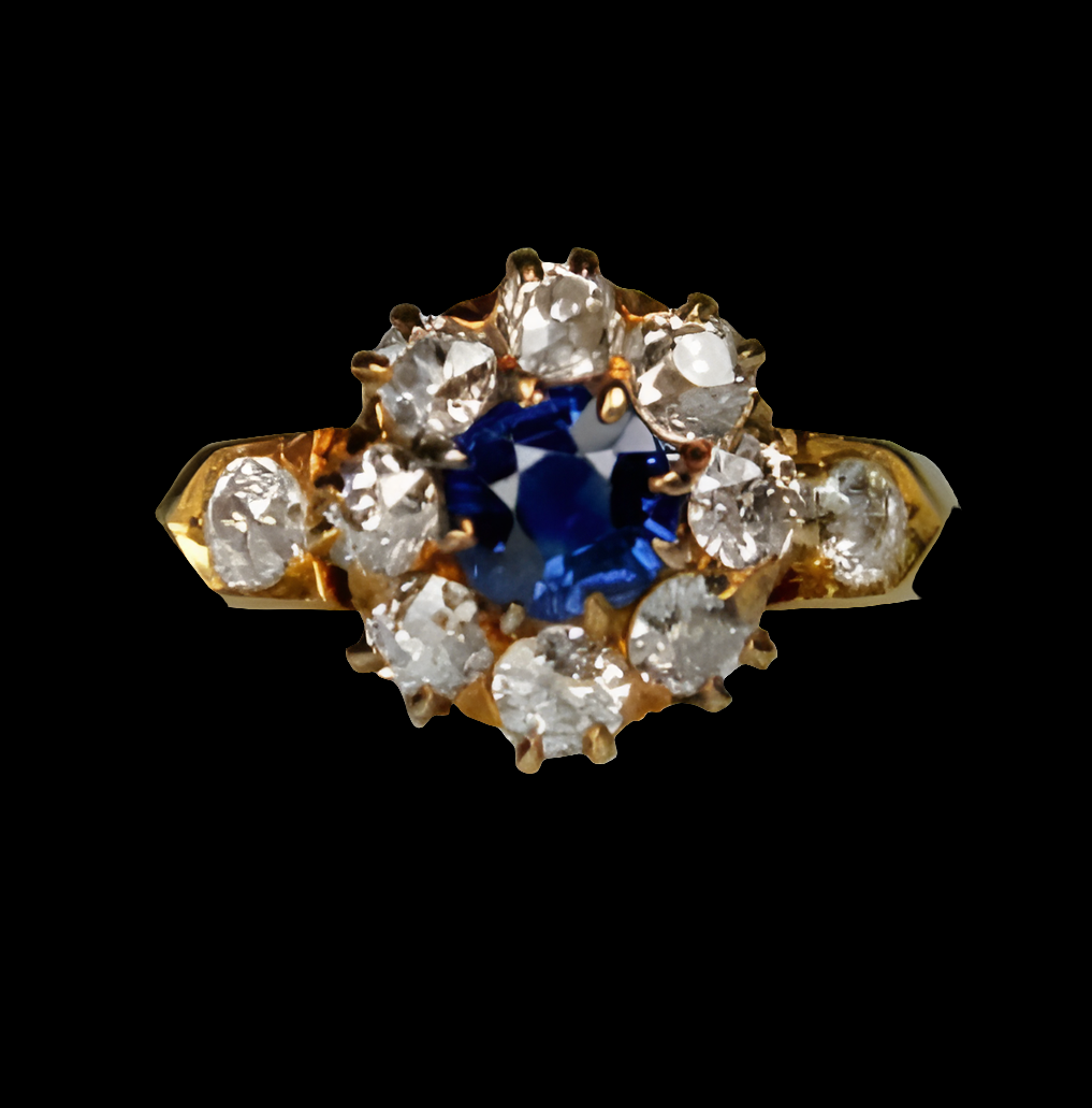 Antique Sapphire and Diamond Cluster Ring
SKU: 2100