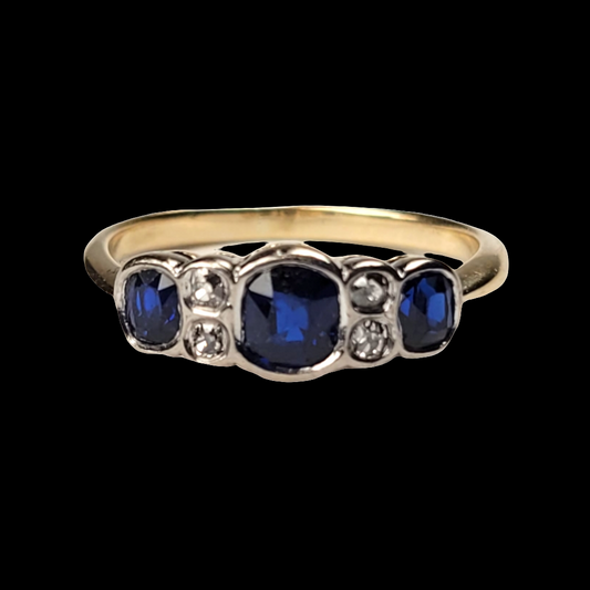 Antique sapphire and diamond ring sku 5737