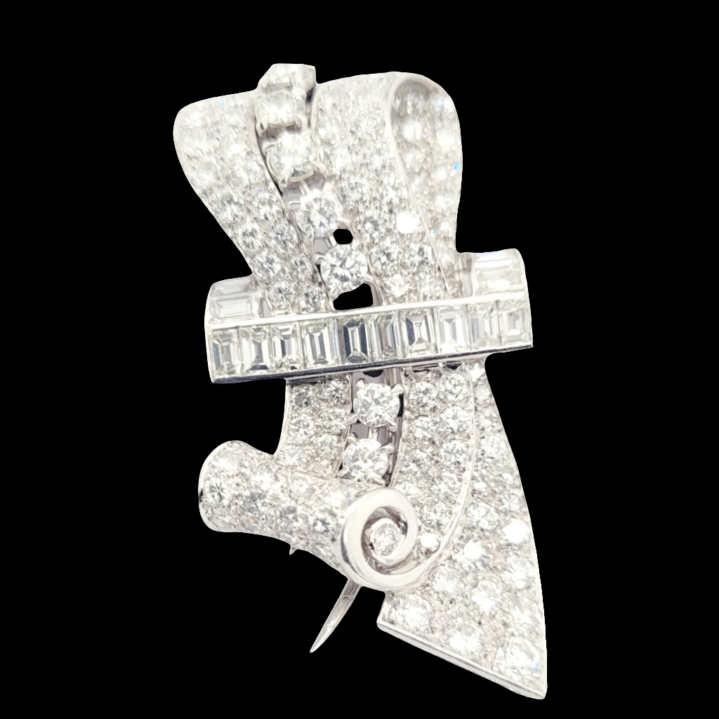 Stylish art deco diamond brooch