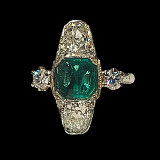 Emerald and diamond ring