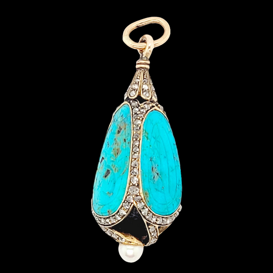 Rare antique turquoise and diamonds pendant

SKU: 6398