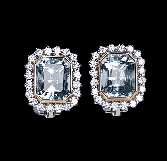 Aquamarine and Diamond Stud Earrings
SKU: 3287