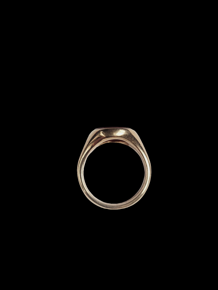Oval red Cornelian agate 9ct gold signet ring sku 8454