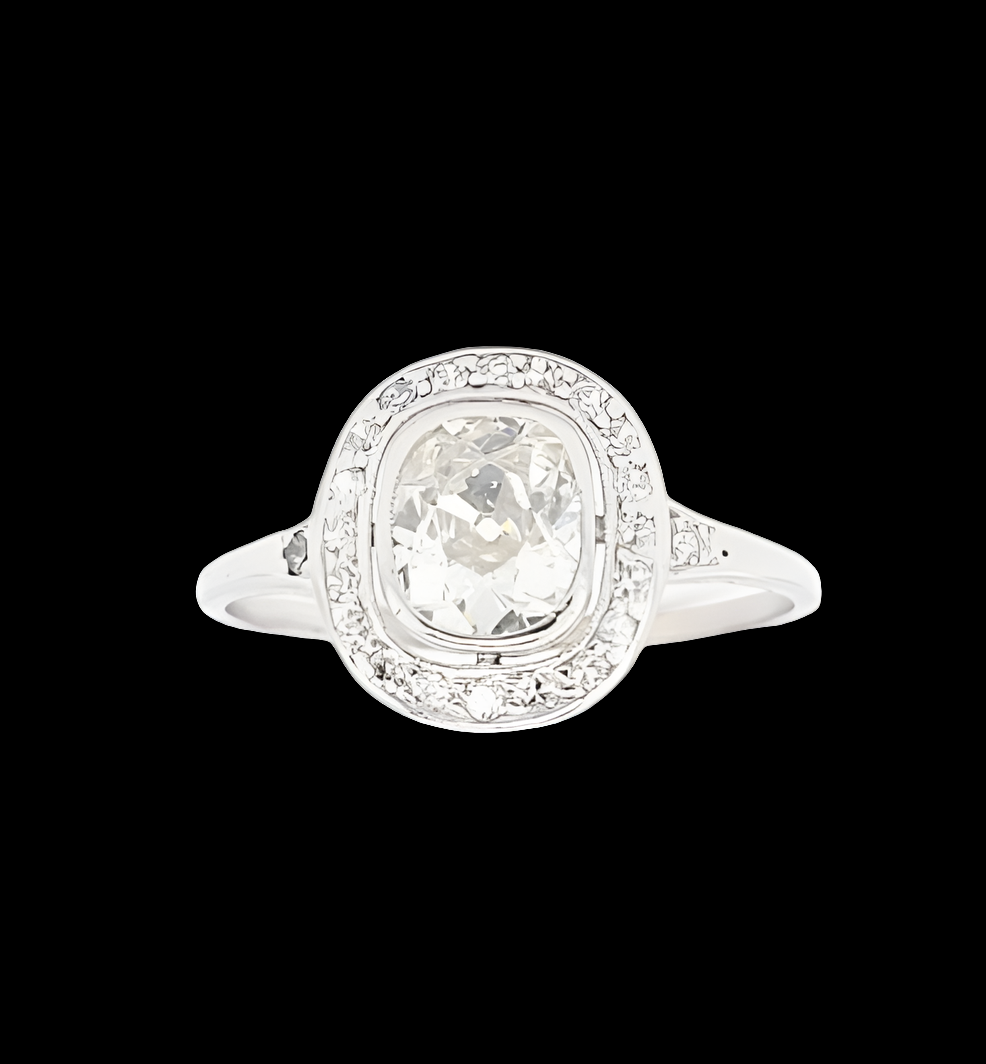 Art deco 1.50ct cushion cut diamond halo engagement ring
SKU: 7136