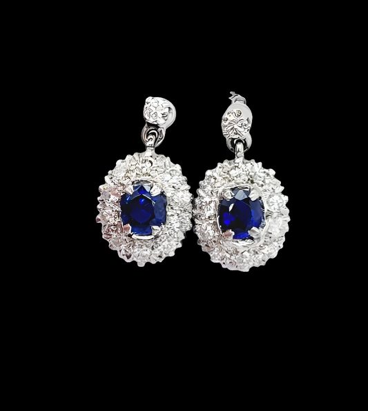 Sapphire and diamond cluster drop earrings
SKU: 8196