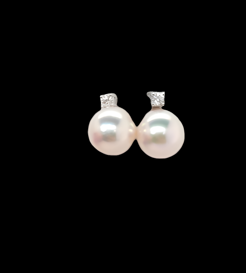 Pair of Akoya pearl and diamond stud earrings
SKU: 7431
