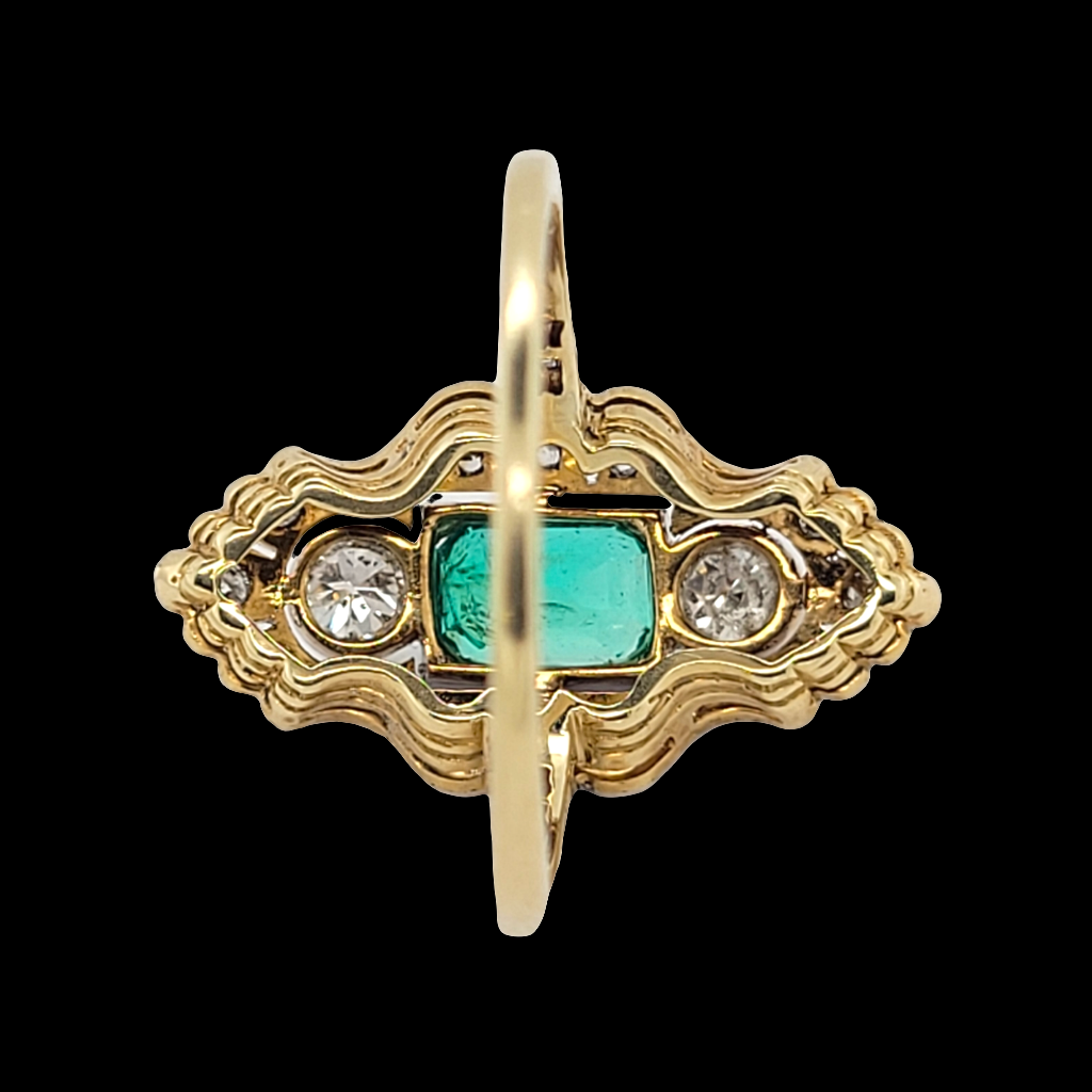Art deco emerald and diamond dress ring SKU: 6236